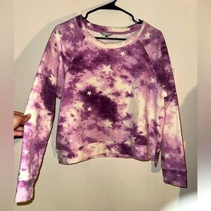 Wild fox women’s purple star tie dye look crewneck sweatshirt L casual EUC